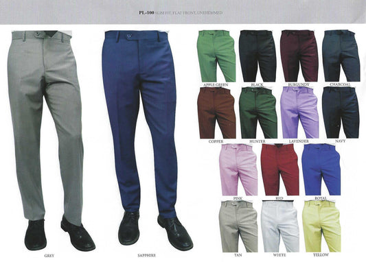 Slim Fit Open Inseam Flat Front Pants – Super 150’s Italian Fabric