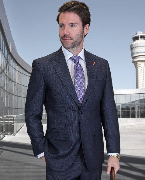 Men’s 2-Piece Peak Lapel Suit – Italian Super 200’s Wool | Modern Fit, Flat Front Pants