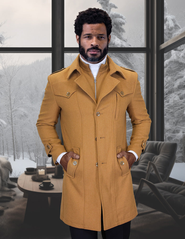 Wool & Cashmere Overcoat with Removable Zipper Underpiece